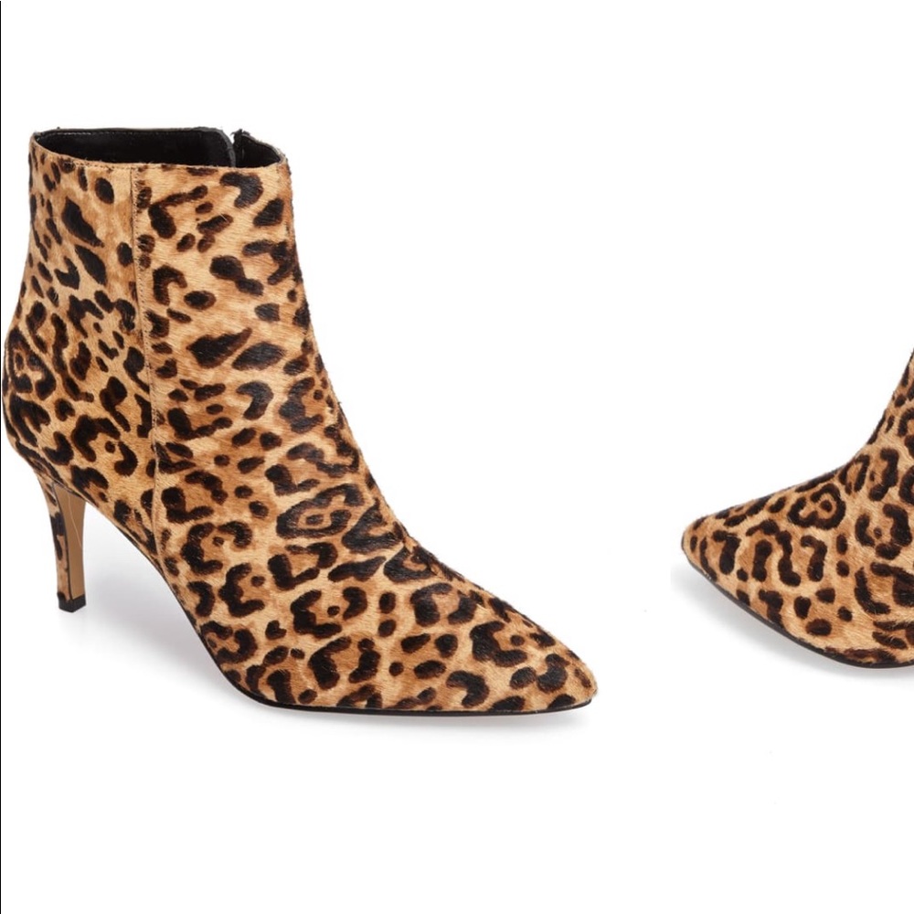 Leopard Print Pony Hair Halogen Anita Bootie 6.5 - image 1